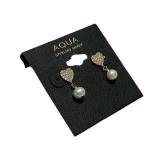 Aqua Gold over Sterling Silver and Freshwater Pearl Stud Earrings - NWT